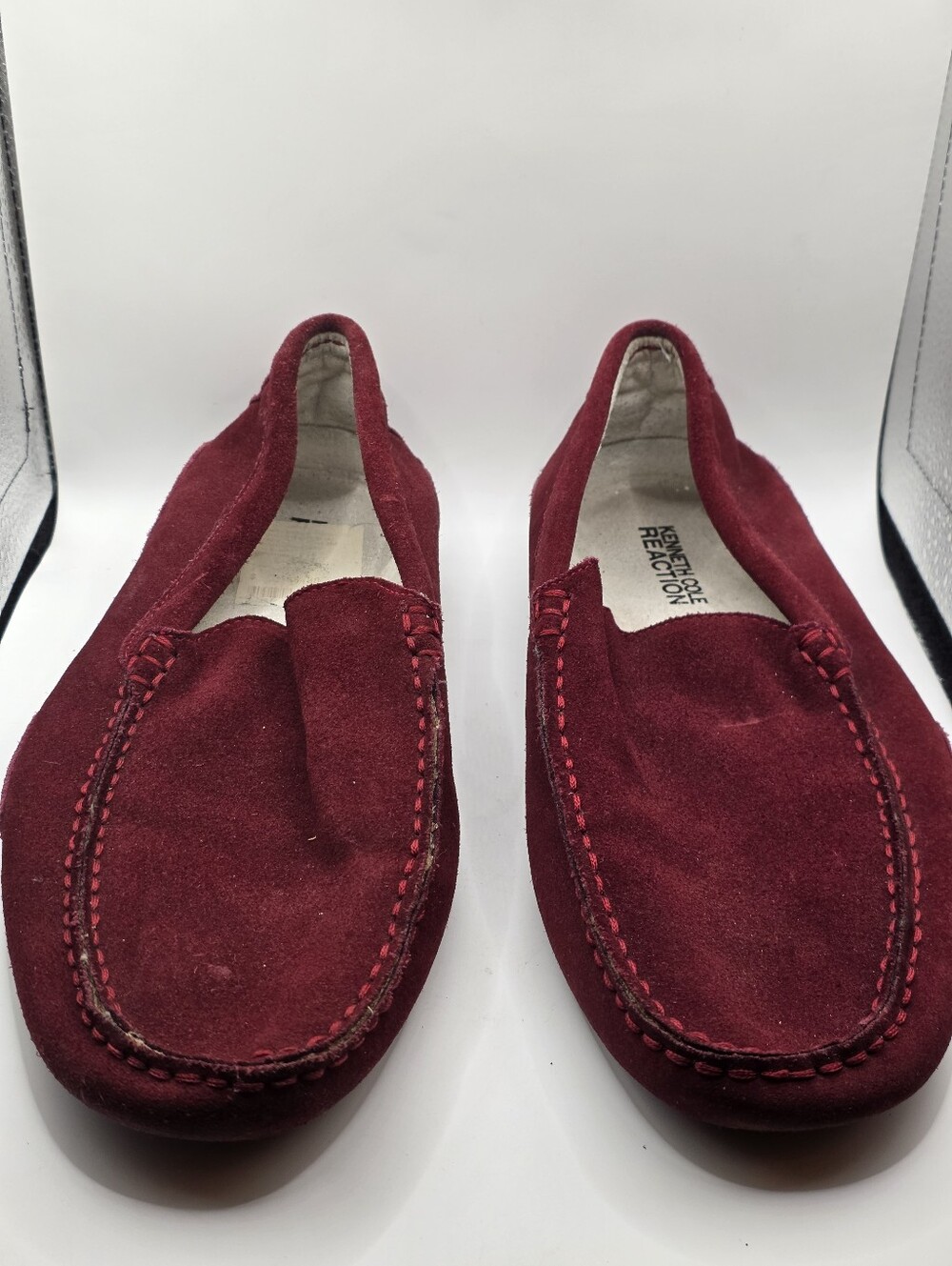 Kenneth Cole Reaction Womens 10M Suede Driving Moccasins Loafers Burgundy Red